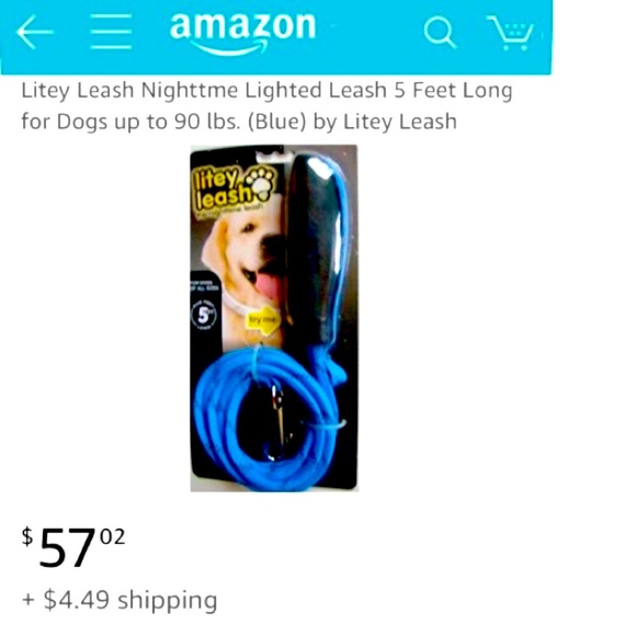 NWT GLOW IN DARK LITEY LEASH • BLUE 5ft Dog Pets - Picture 2 of 9